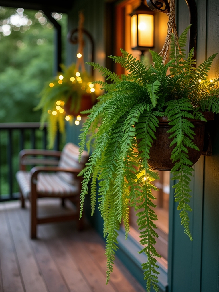fairy lights enhance ferns