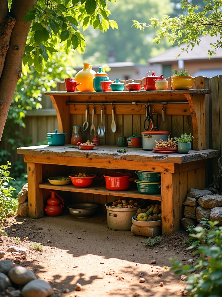 organized mud kitchen storage