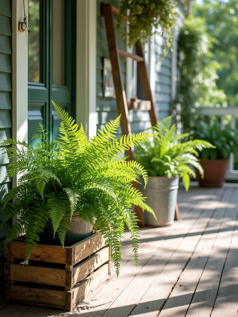 repurposed containers for ferns