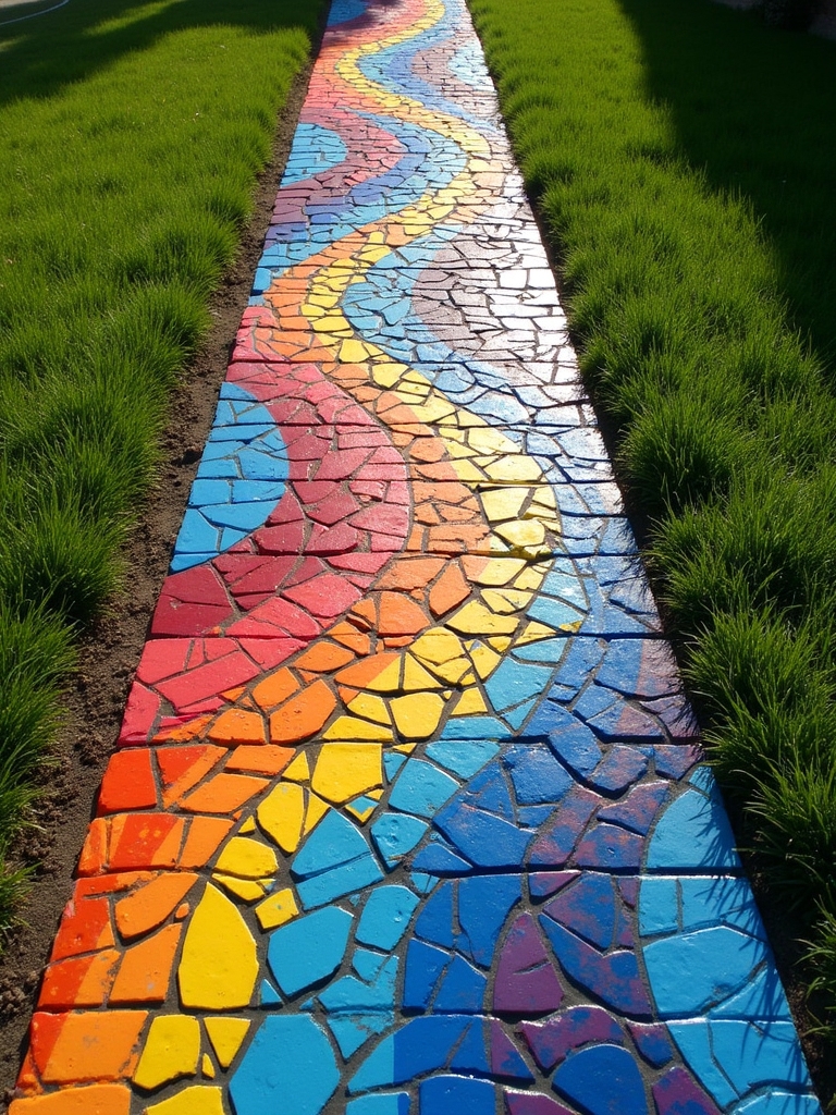 vibrant abstract yard art