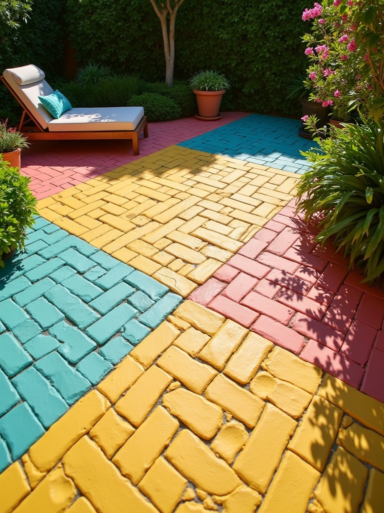 vibrant color blocked patios