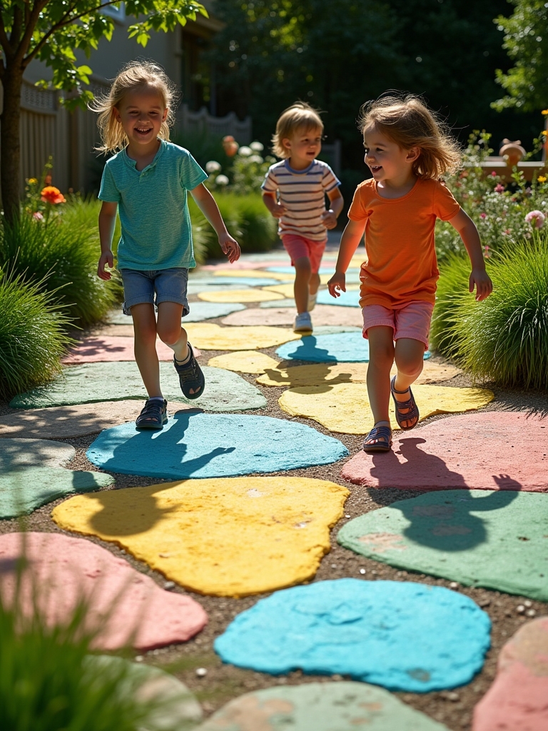 vibrant painted pavers playground