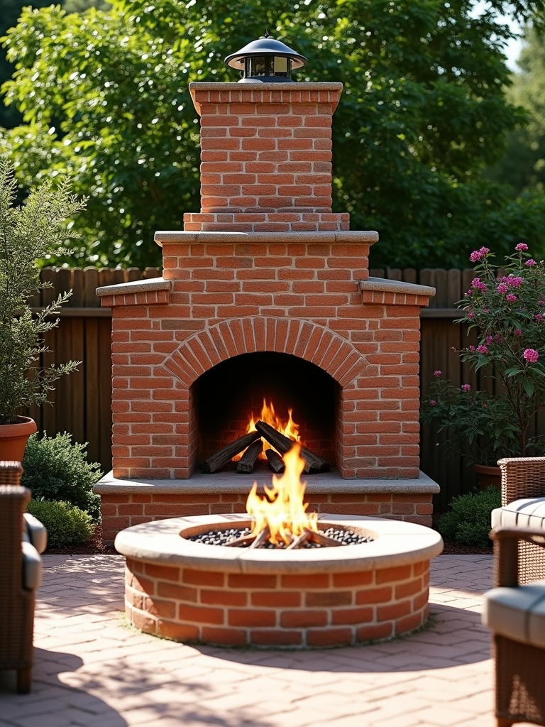 cozy brick fire pit