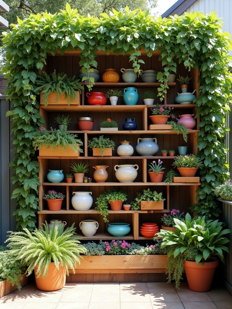 decorative plant shelf arrangements