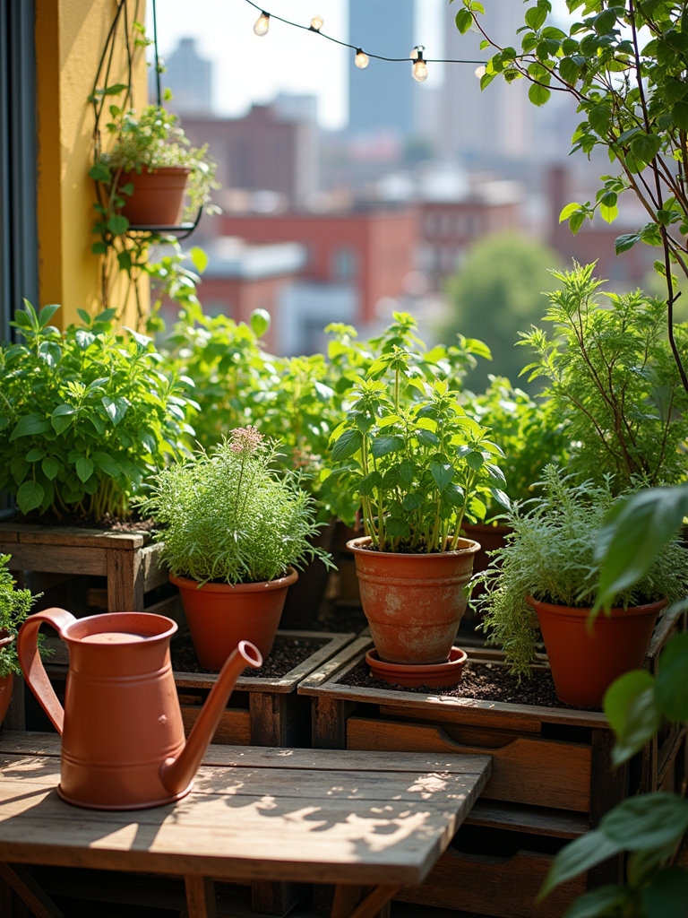 fresh herbs on patio