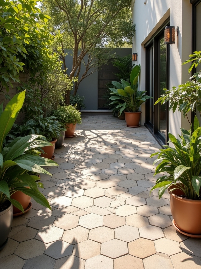 modern hexagonal patio tiles