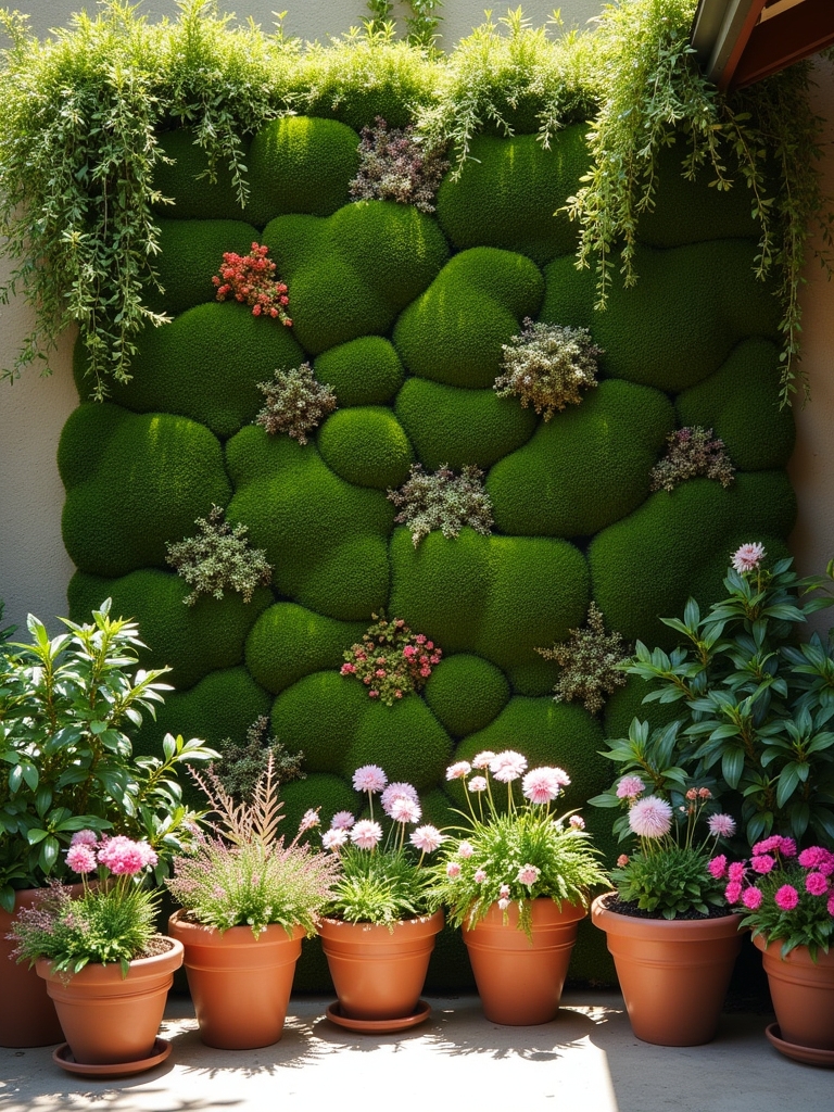 moss wall enhances patio