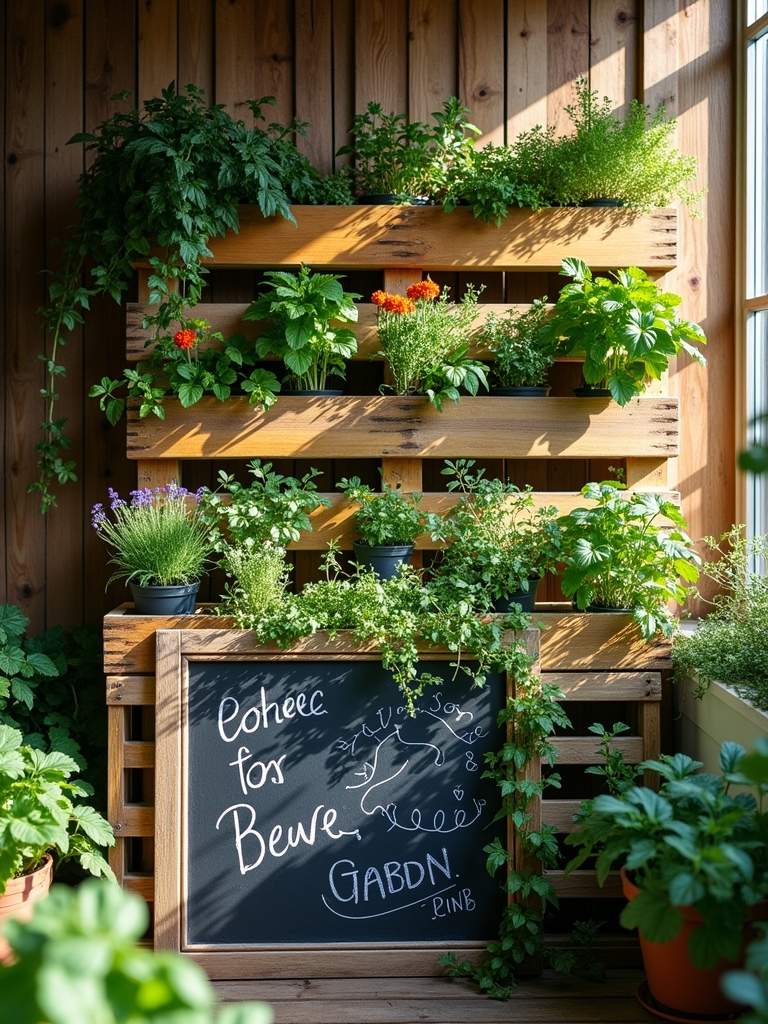 pallet garden with chalkboard
