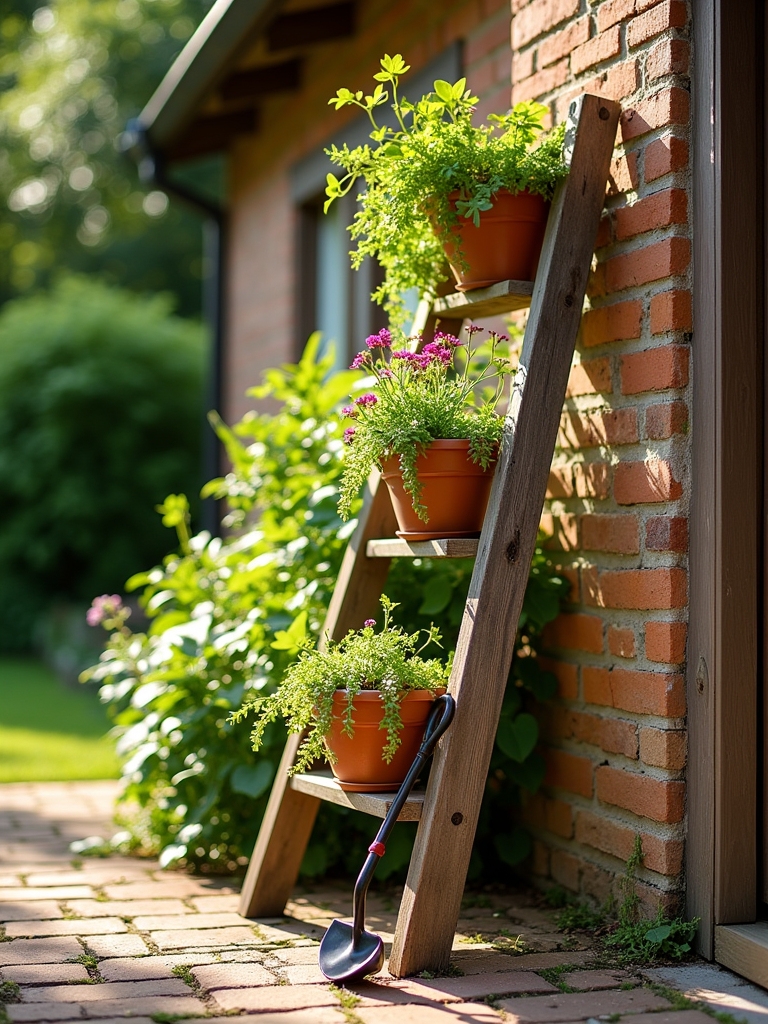 rustic ladder planter ideas