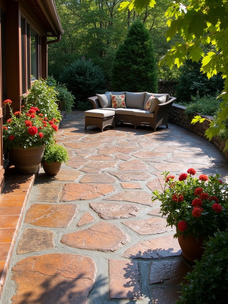 rustic stamped concrete patio
