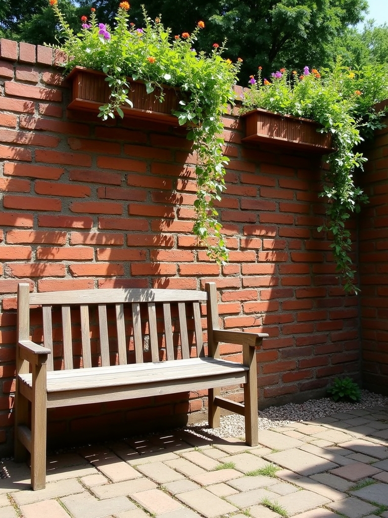 rustic wall with planters