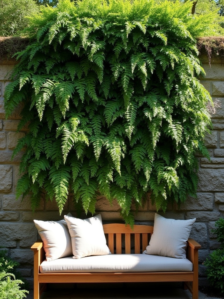 shaded vertical garden ferns