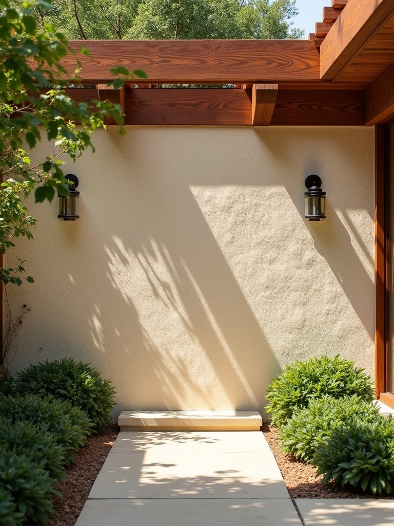 stucco and wood harmony