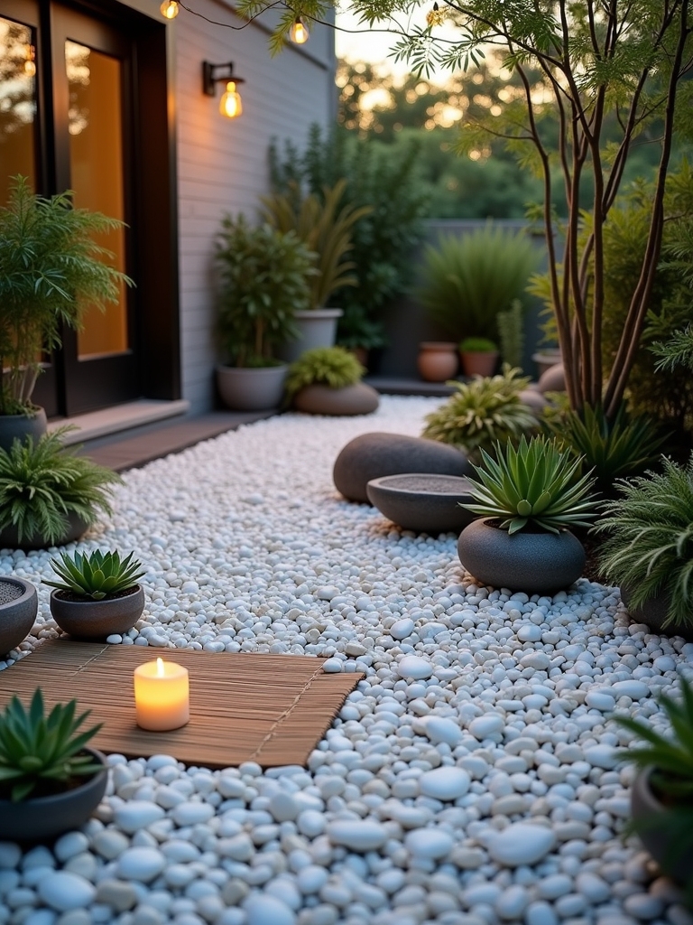 tranquil pebble meditation corner