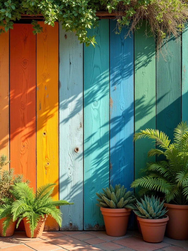 vibrant color blocked patio boards