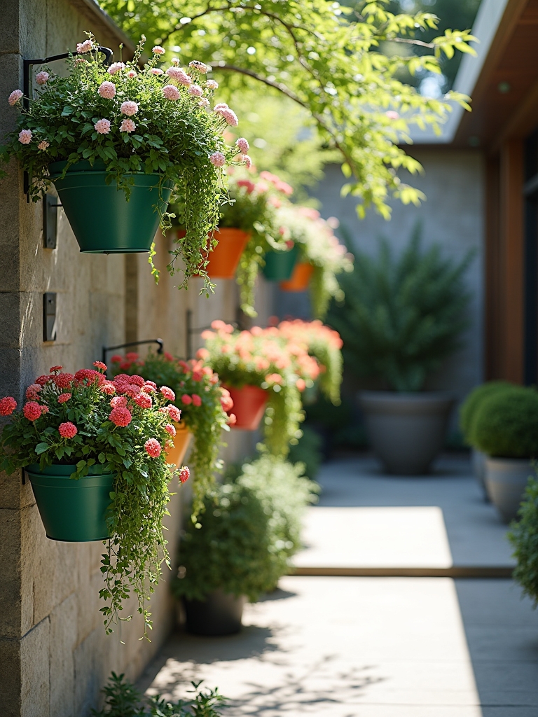 vibrant hanging flower arrangements