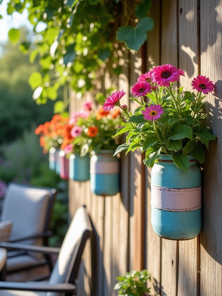 vibrant mason jar planters