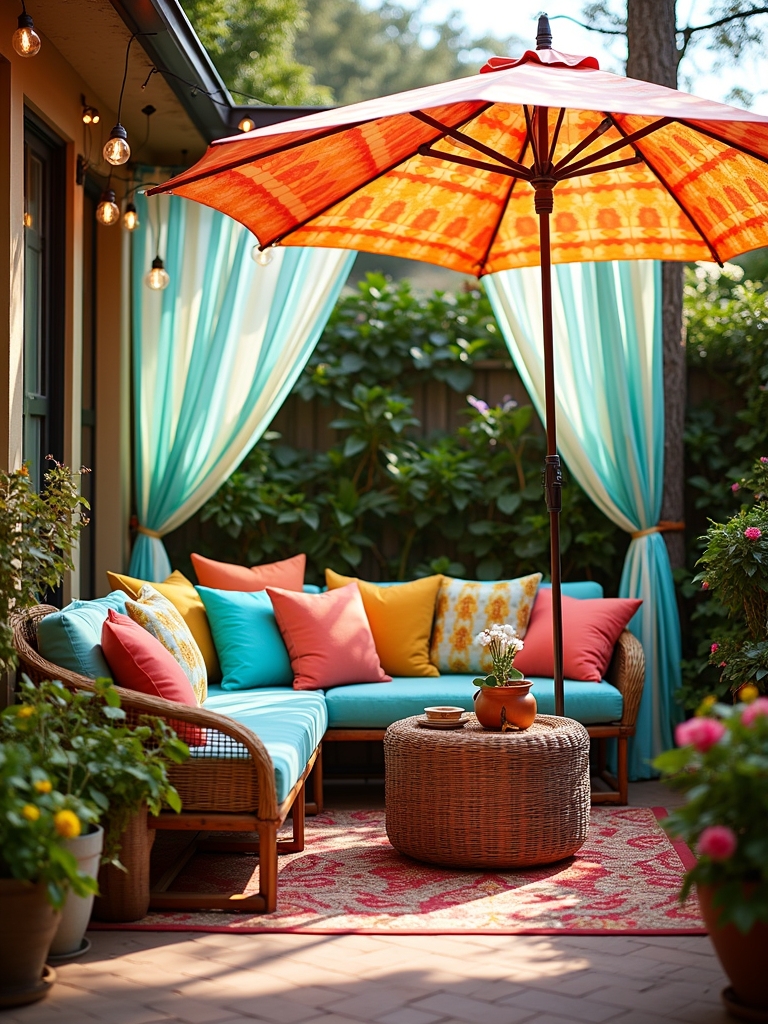 vibrant outdoor fabric decor