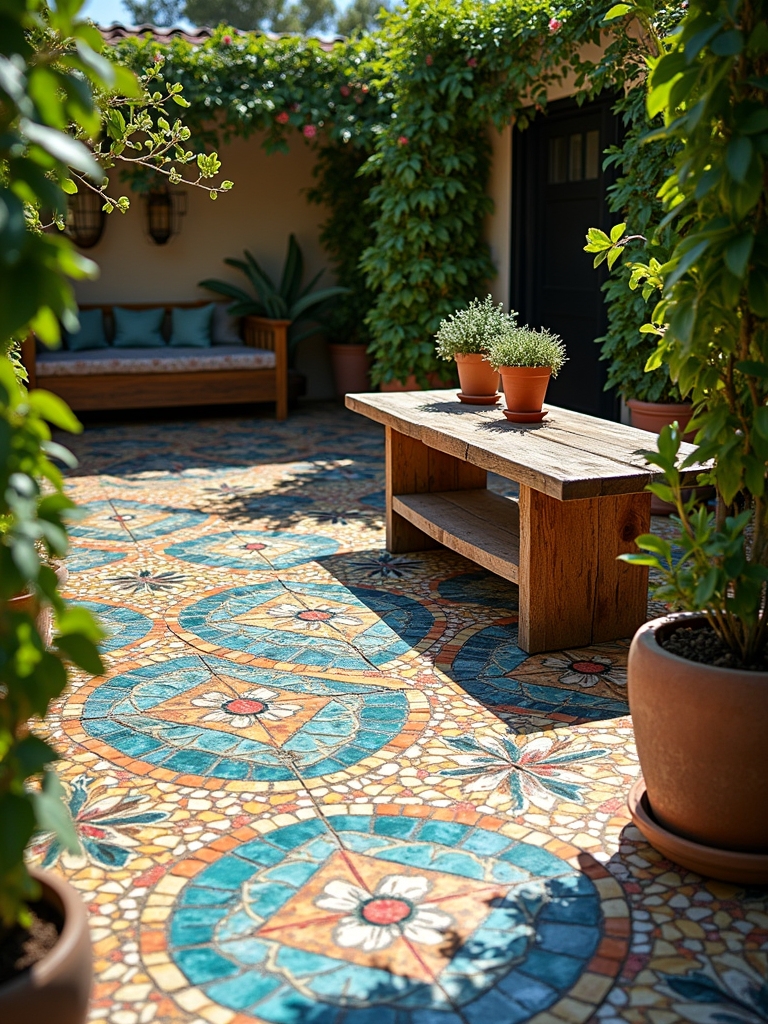 vibrant outdoor mosaic tiles