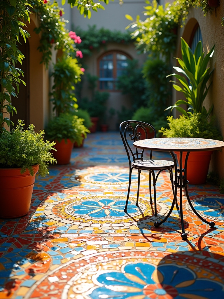 vibrant outdoor mosaic tiles