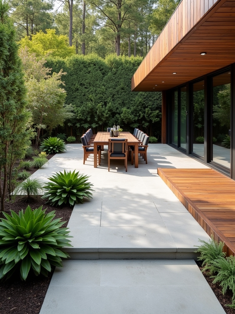 wooden transitional patio design