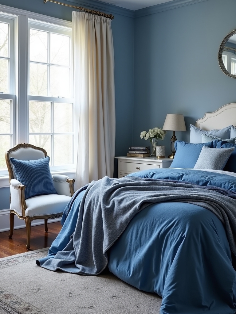 bold denim blue accents