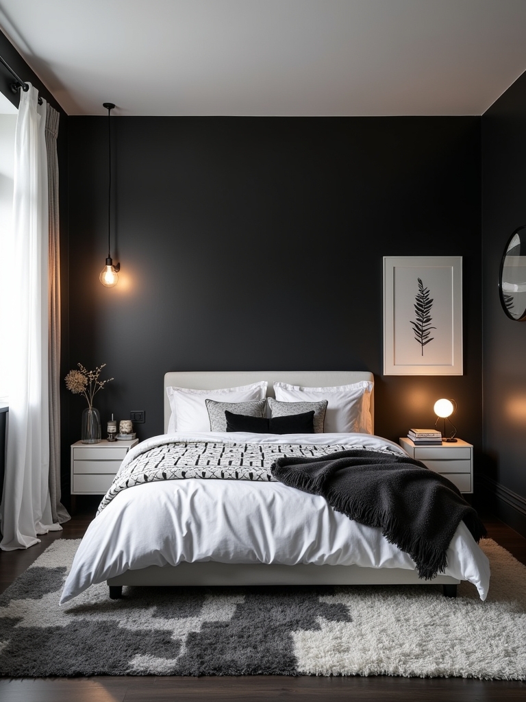 bold monochrome bedroom design