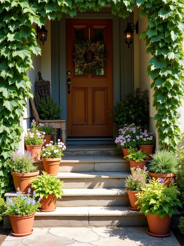 brighten entrance with plants