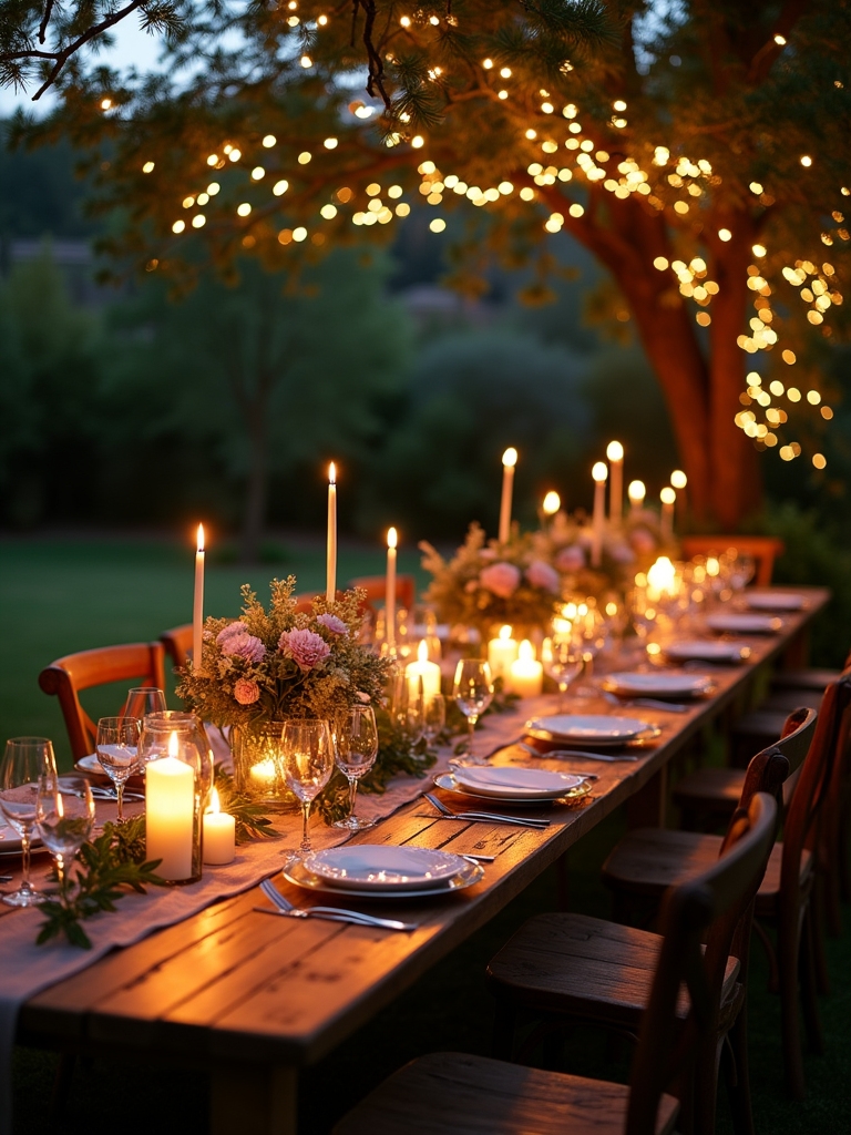 candlelit outdoor dining ambiance