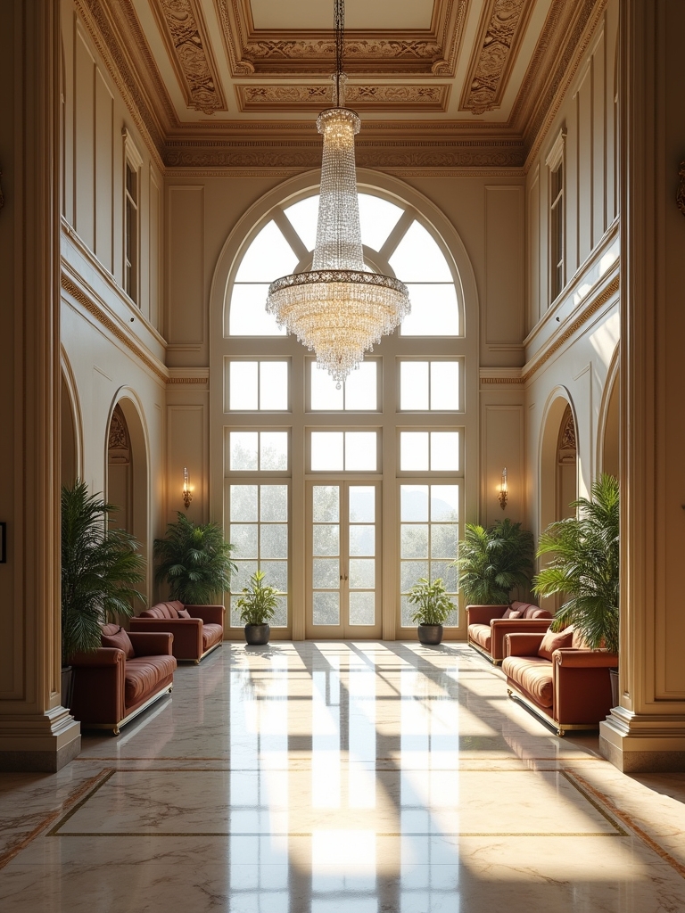 chandelier enhances foyer decor