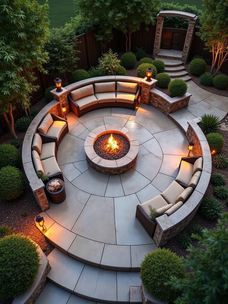 circular fire pit retreat