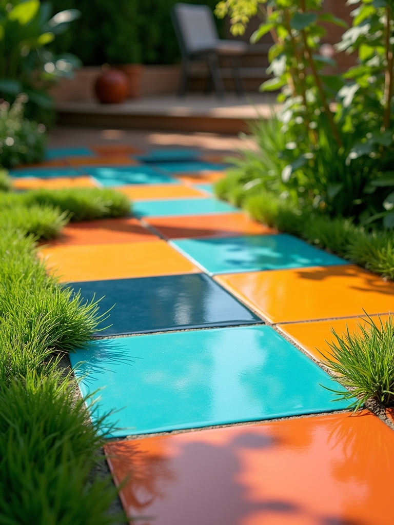 colorful grout enhances patios