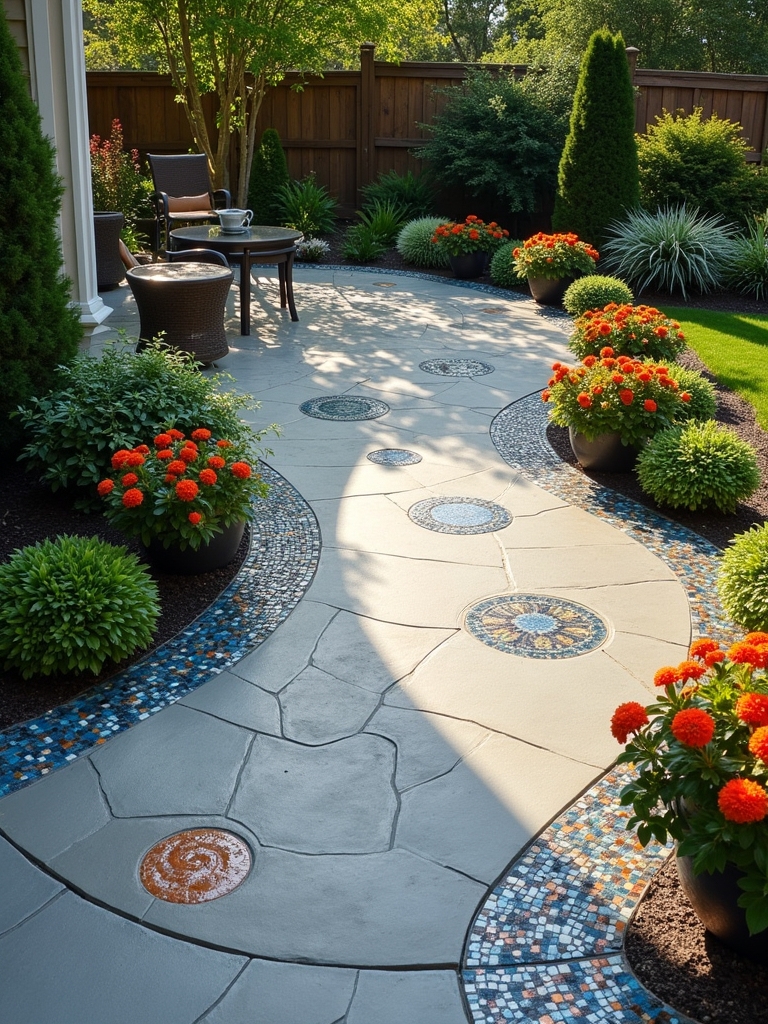 colorful mosaic patio accents