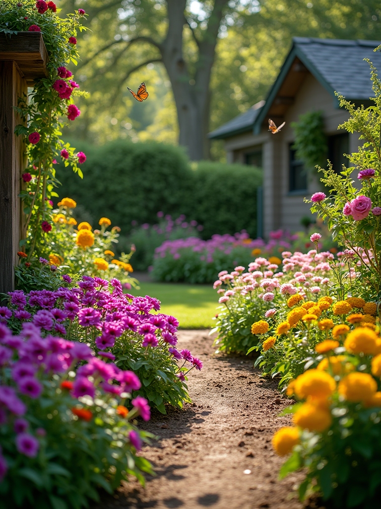 colorful seasonal flower beds