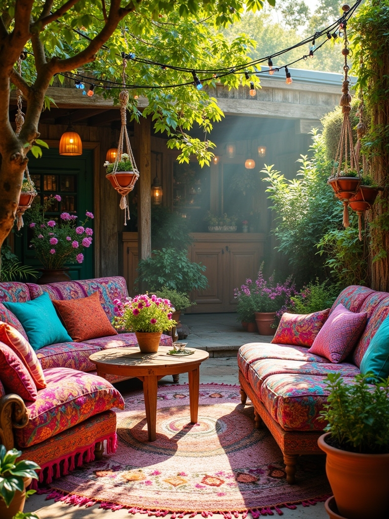 colorful textiles enhance boho