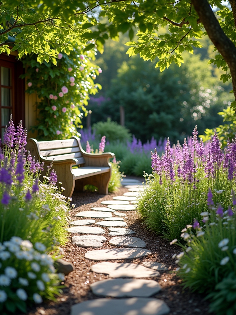 cottage style vibrant flower beds