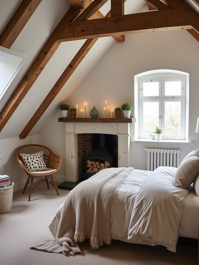 cozy attic fireplace installation