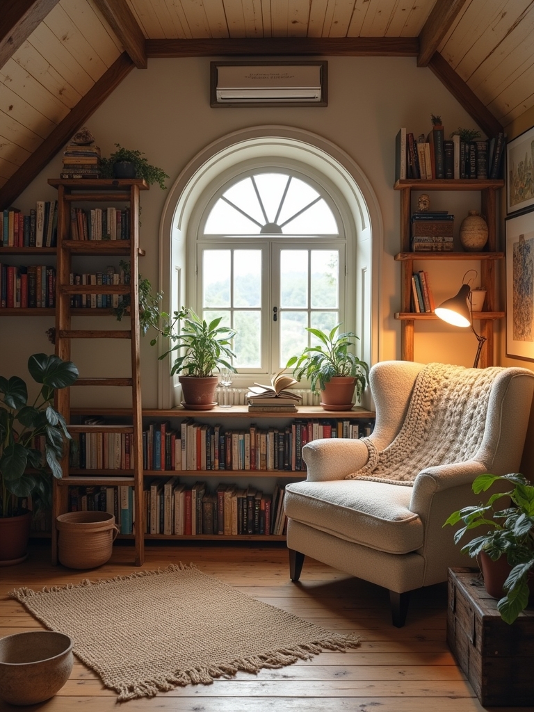 cozy attic reading corner