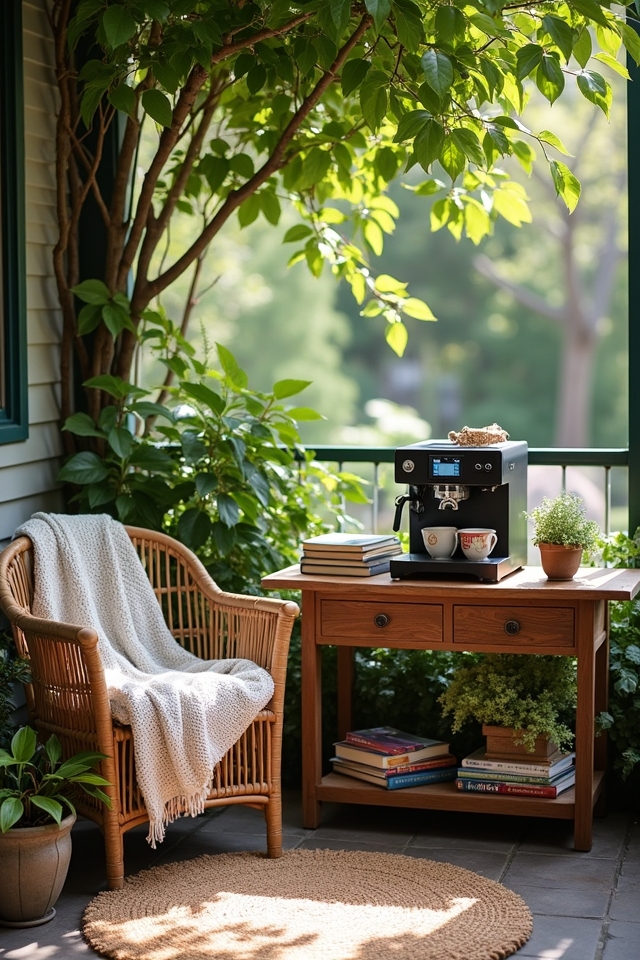 cozy coffee reading station