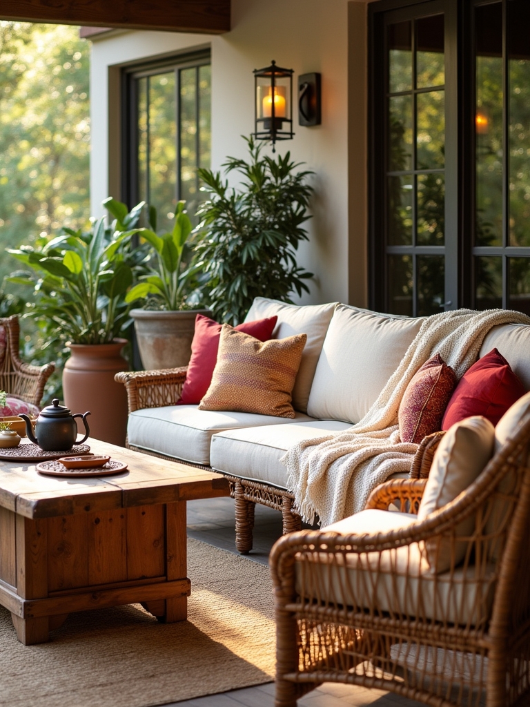cozy colorful outdoor seating