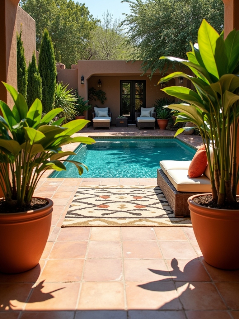 cozy outdoor poolside oasis
