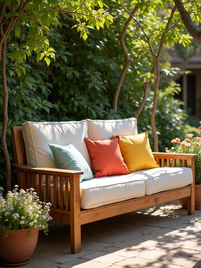 cozy outdoor relaxation bench
