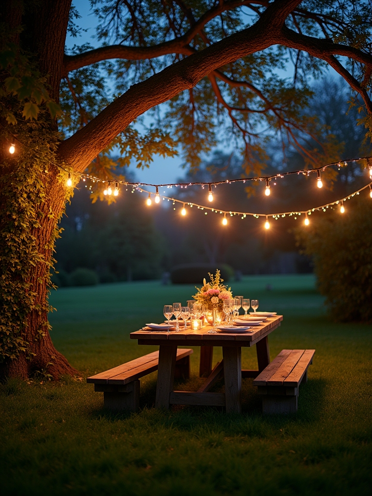 cozy outdoor string lanterns
