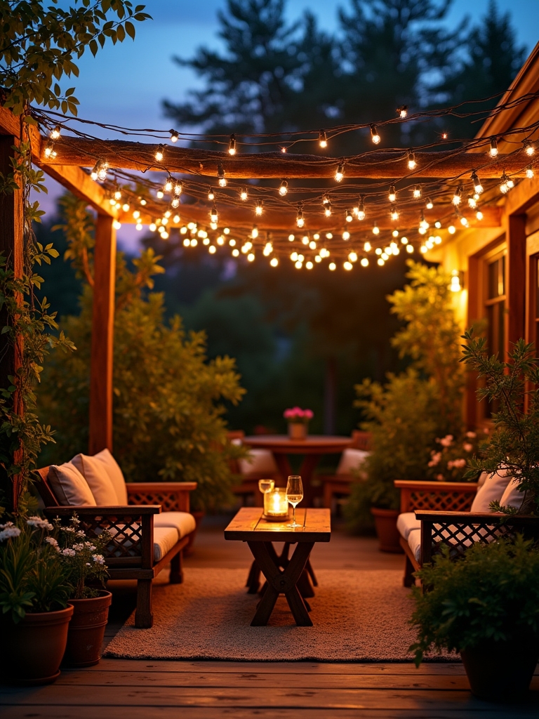 cozy patio string lighting