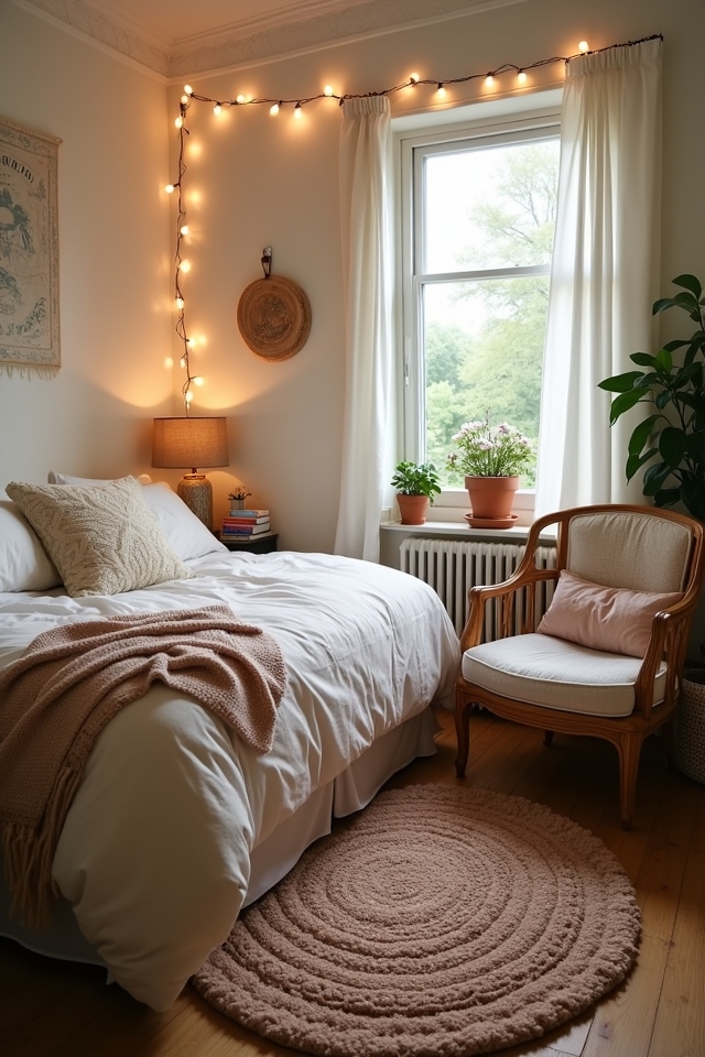 cozy rug enhances bedroom atmosphere