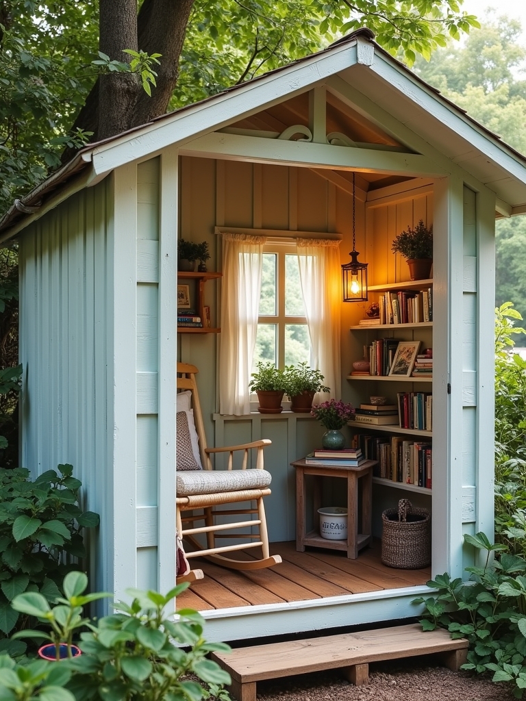 cozy shed reading retreat