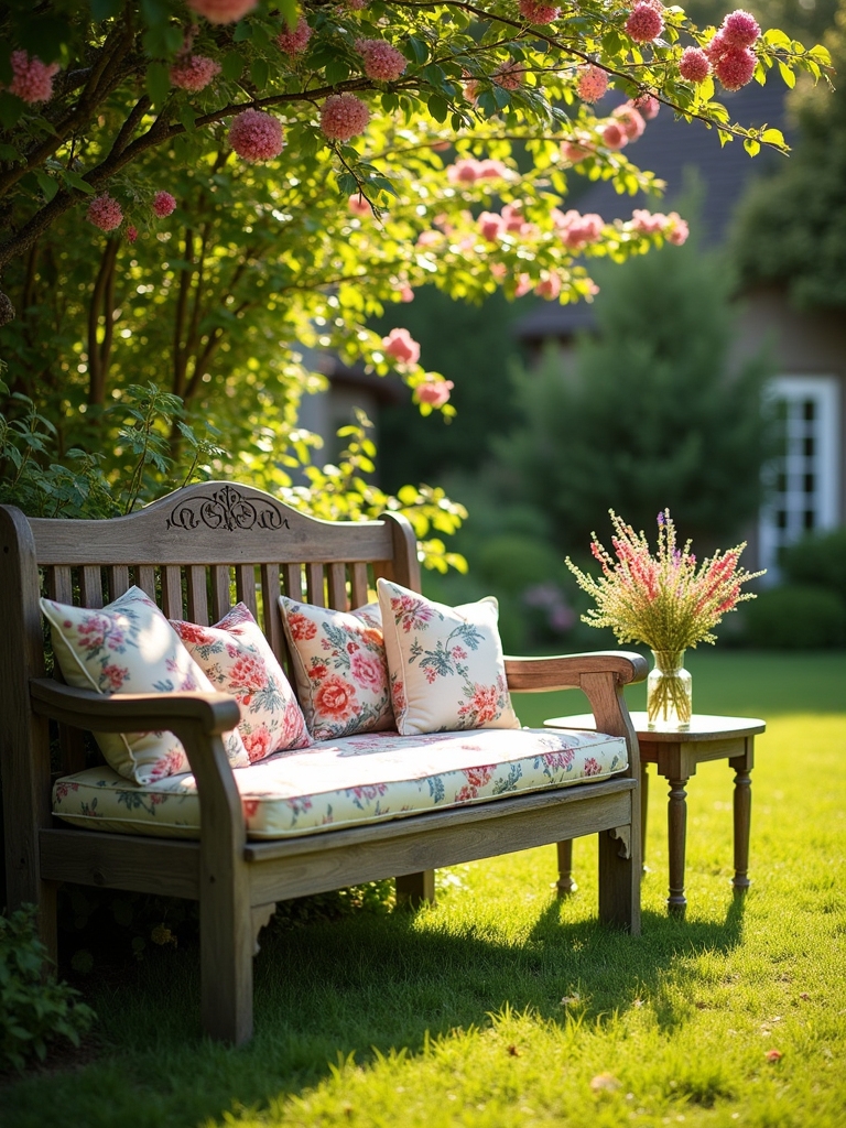 cozy vintage bench setup