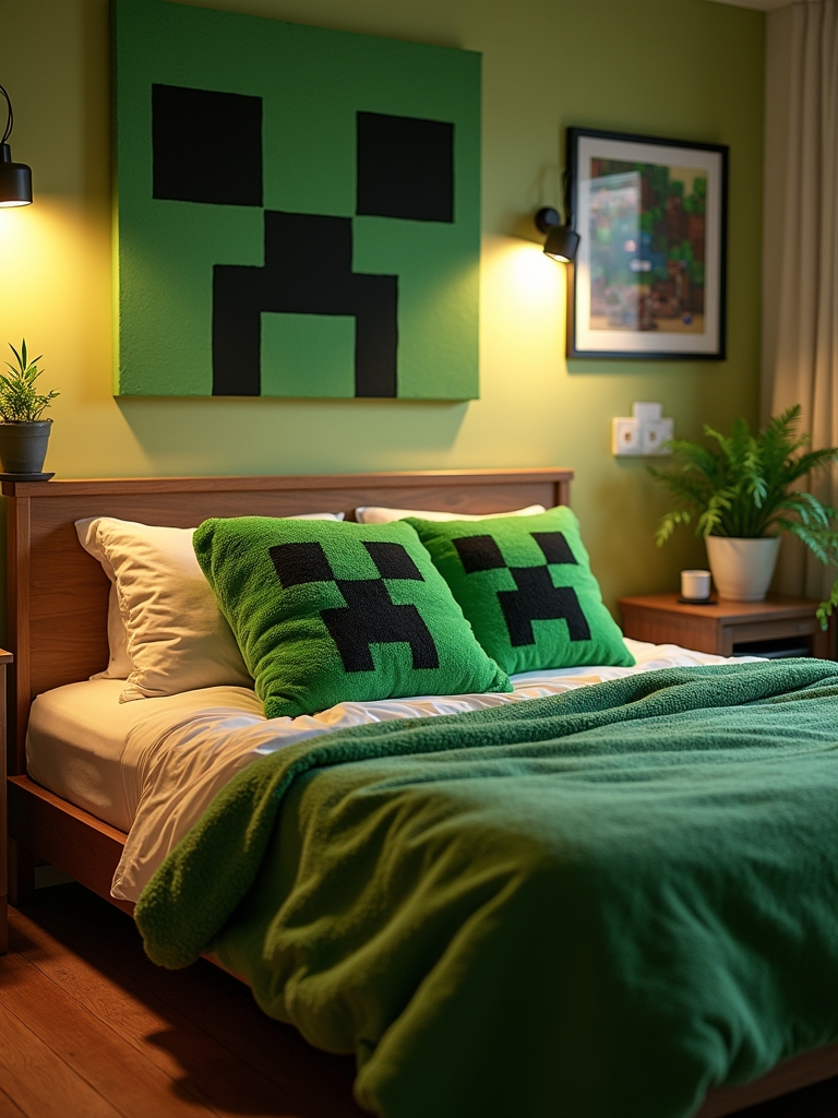 creeper themed decorative pillows