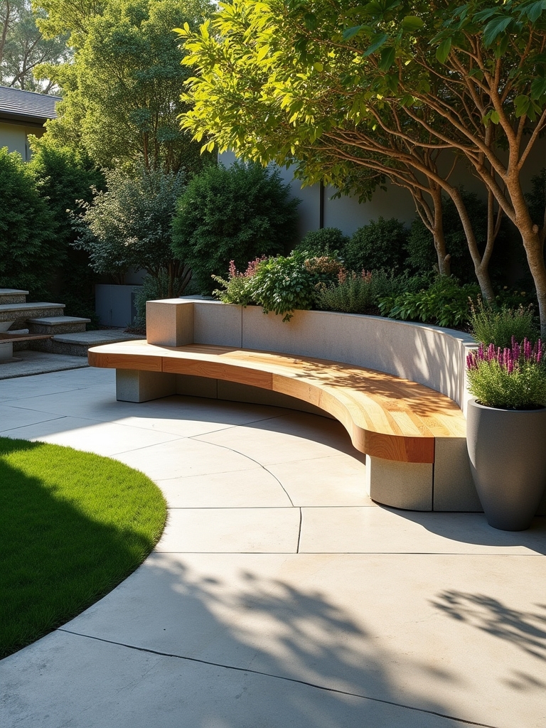 curved benches enhance patios