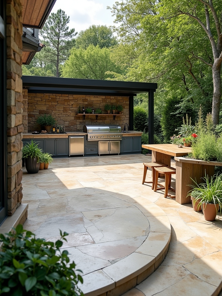 curved outdoor kitchen design